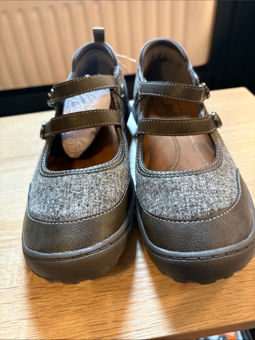 JBU Gray Mary Jane Double-Strap Flats